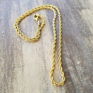 NWT ~ Gold - 316L Stainless Steel Snake Rope Chain 22in/55cm